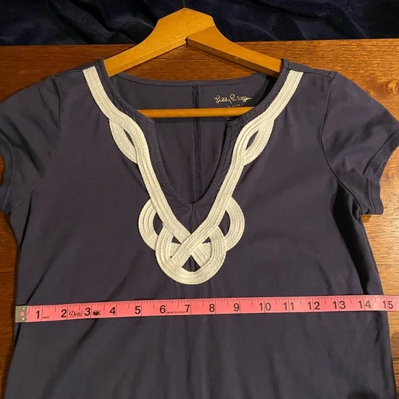 Lily Pulitzer Navy Blue Dress with White Trim; Size XS - Picture 6 of 9